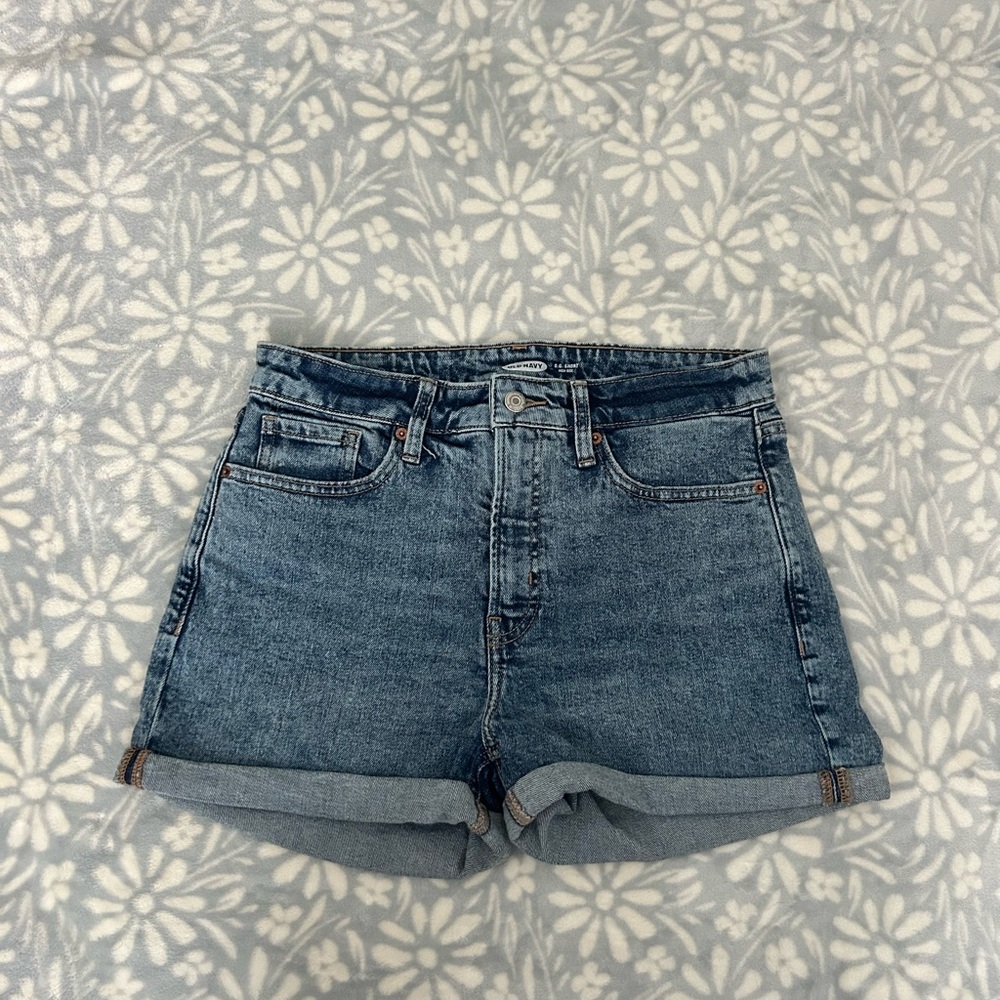 Old Navy Blue Jean Shorts High-Waisted Cuffed